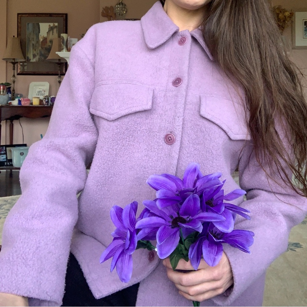 Sunday Best ‘Sky’ Lavender Wool Blend Shirt Jacket